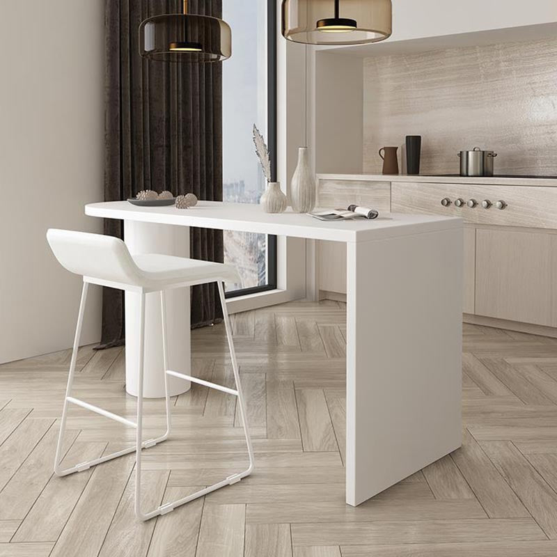 Modern 1/2 Pieces Bar Table Set Pine Wood Counter Table with High Stools for Dining Room