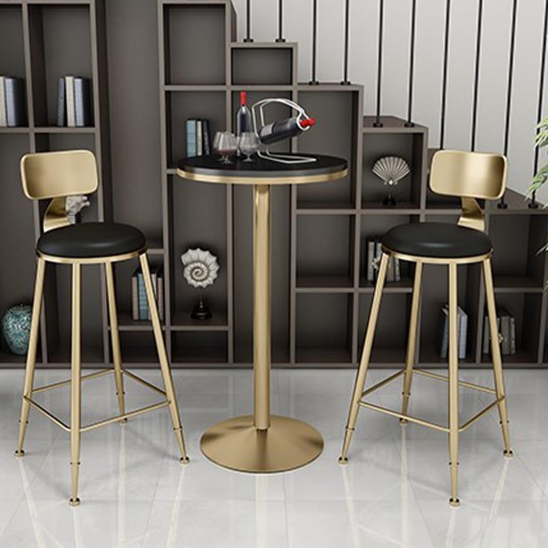 Glam Bar Table Set 1/3/5 Pieces Round Stone Counter Table with High Stools for Dining Room