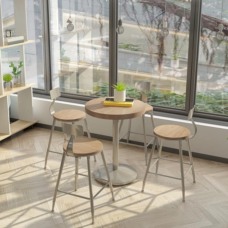 1/2/3/5 Pieces Stools Set Industrial Chrome Metal Pub Table Set for Small Places