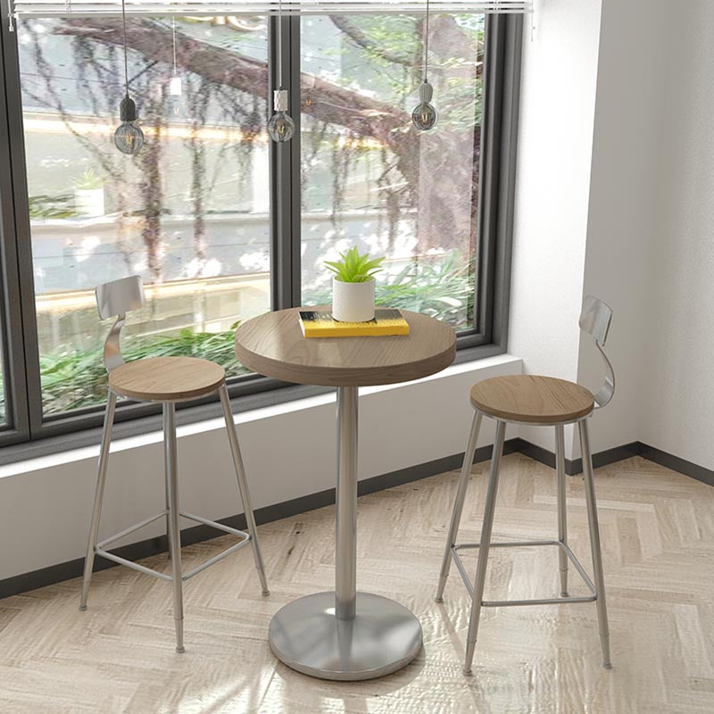 1/2/3/5 Pieces Stools Set Industrial Chrome Metal Pub Table Set for Small Places