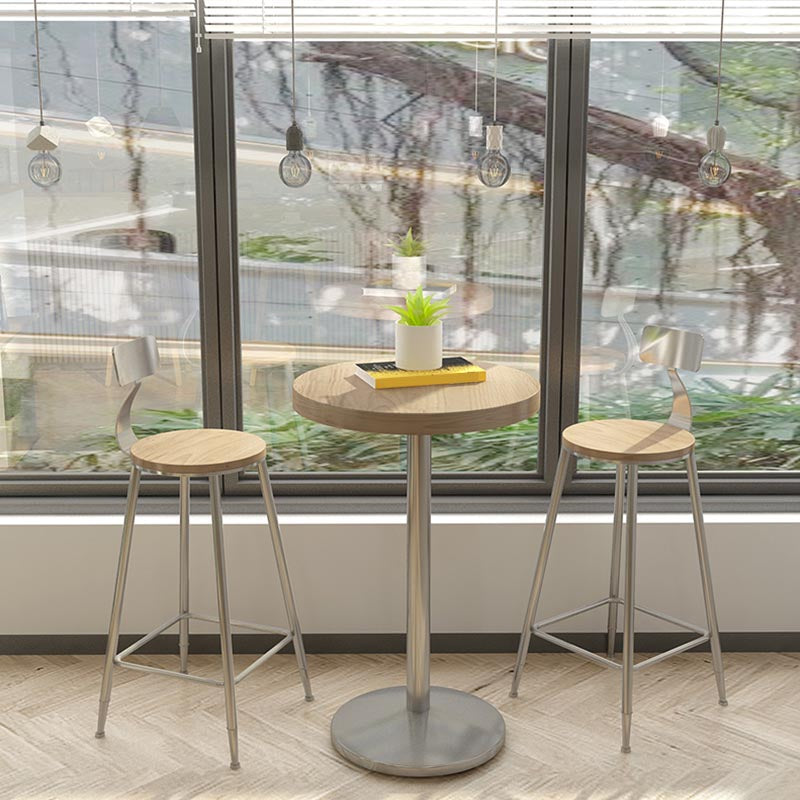 1/2/3/5 Pieces Stools Set Industrial Chrome Metal Pub Table Set for Small Places