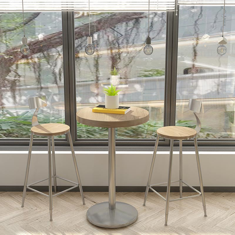 1/2/3/5 Pieces Stools Set Industrial Chrome Metal Pub Table Set for Small Places