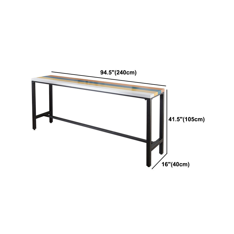 Industrial 1/5 Pieces Bar Table Set Rectangle Wood Counter Table with High Stools for Cafe