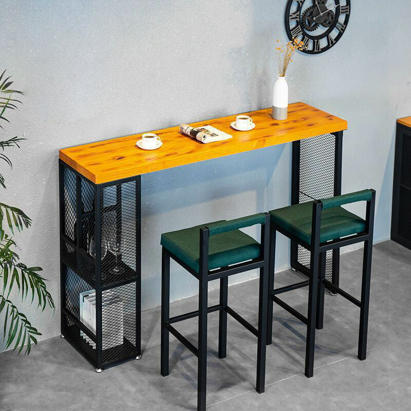 Industrial Rectangle Bar Set 1/3/5 Pieces Pine Wood Top Pub Table Set for Small Places