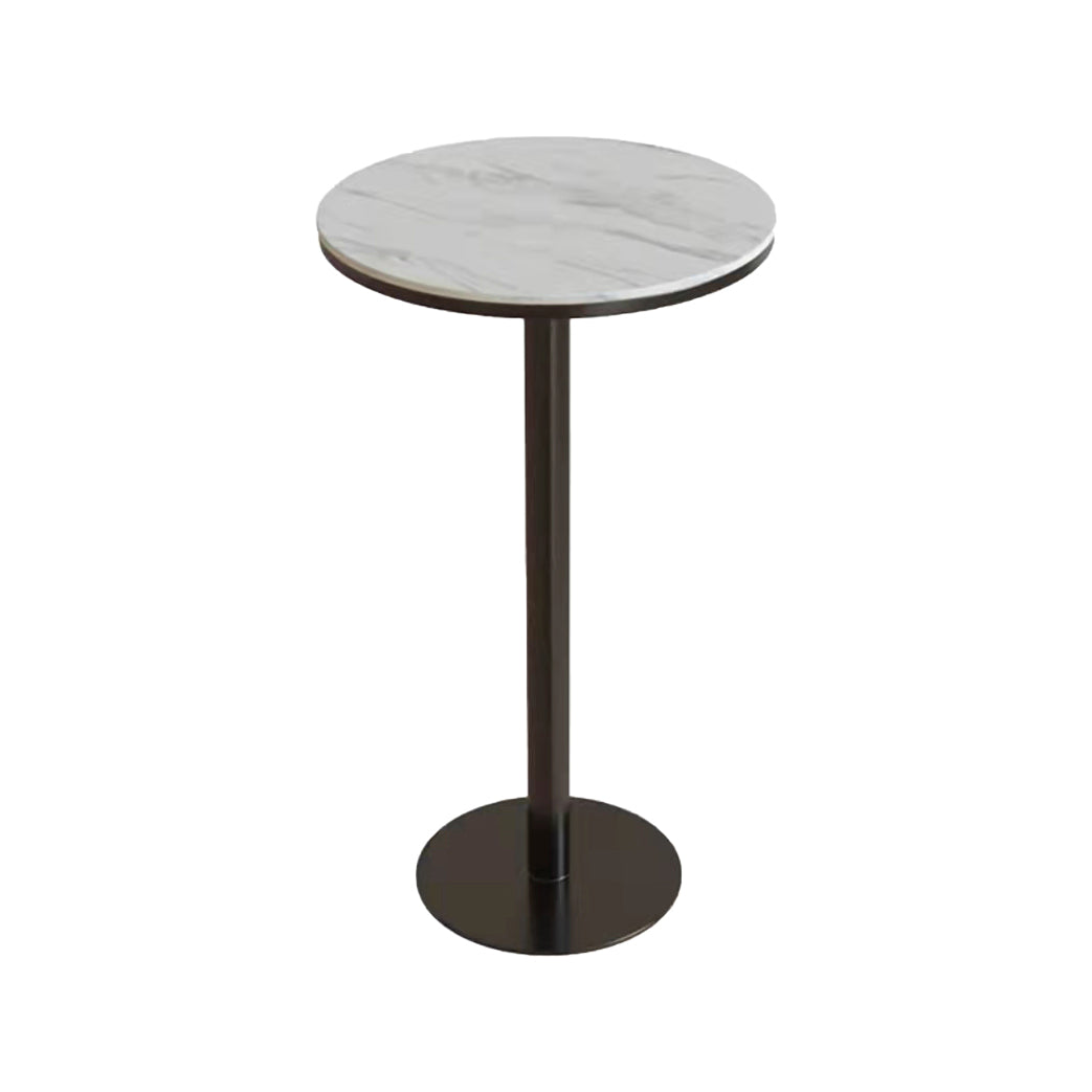 Industrial Round Bar Table Set 1/2/3 Pieces Stone Counter Table with Solid Back Stools