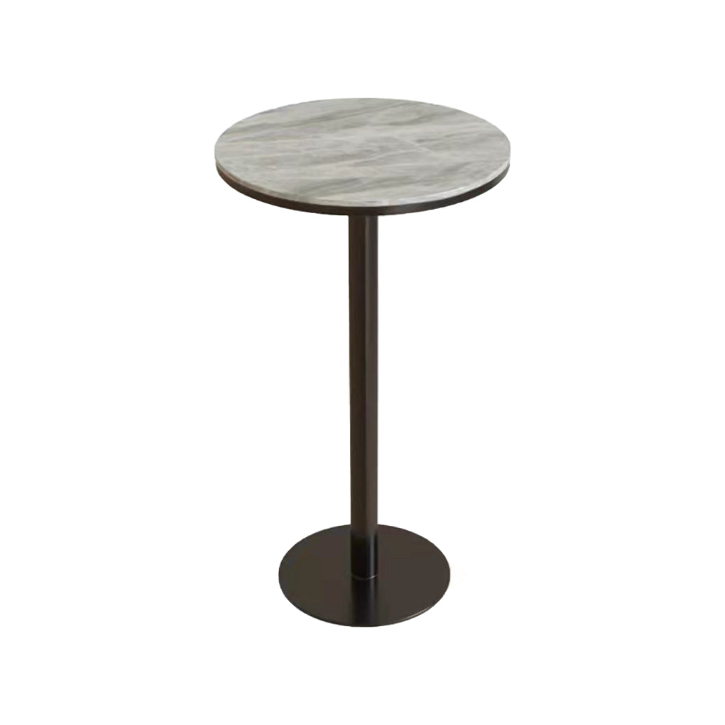 Industrial Round Bar Table Set 1/2/3 Pieces Stone Counter Table with Solid Back Stools