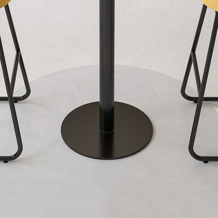 Industrial Round Bar Table Set 1/2/3 Pieces Stone Counter Table with Solid Back Stools