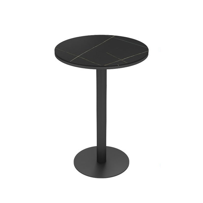 1/2/3 Pieces Industrial Black Bar Table Set Round Bistro Set with Solid Back Stools