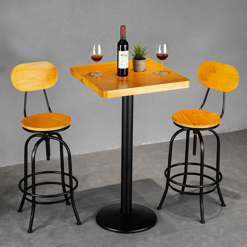 1/2/3 Pieces Industrial Style Round Bar Table Set Solid Wood Bistro Set