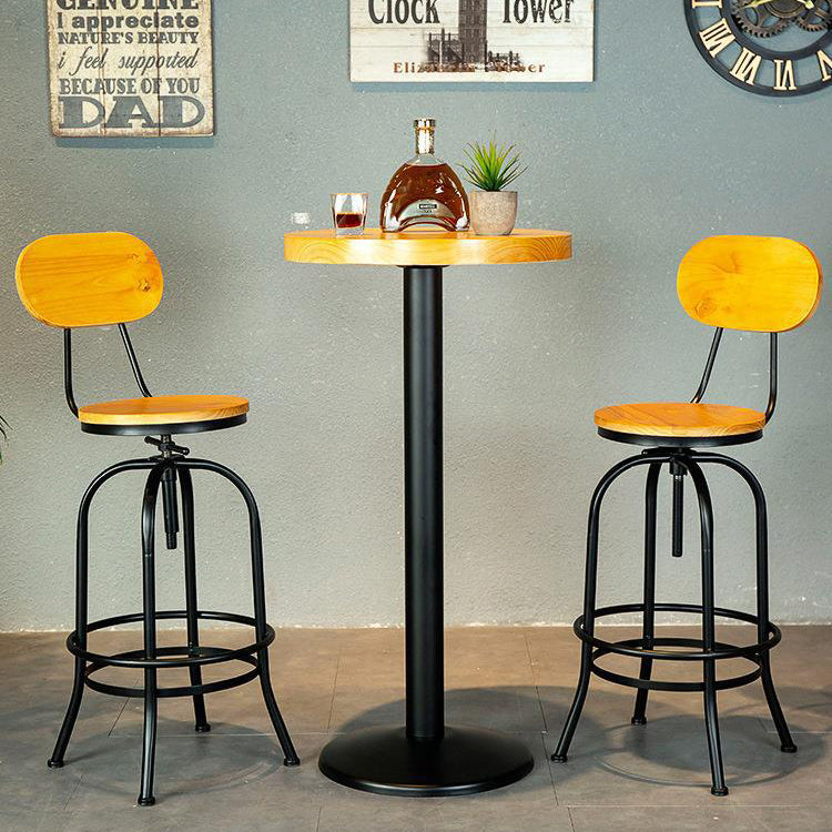 1/2/3 Pieces Industrial Style Round Bar Table Set Solid Wood Bistro Set