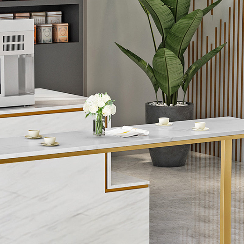 Modern Faux Marble Top Pub Table Set 1/3/5 Pieces White Bar Set with Upholstered Stools