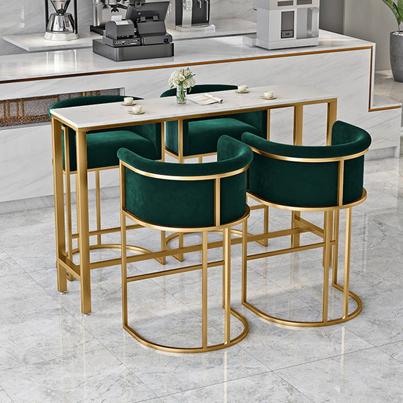 Modern Faux Marble Top Pub Table Set 1/3/5 Pieces White Bar Set with Upholstered Stools