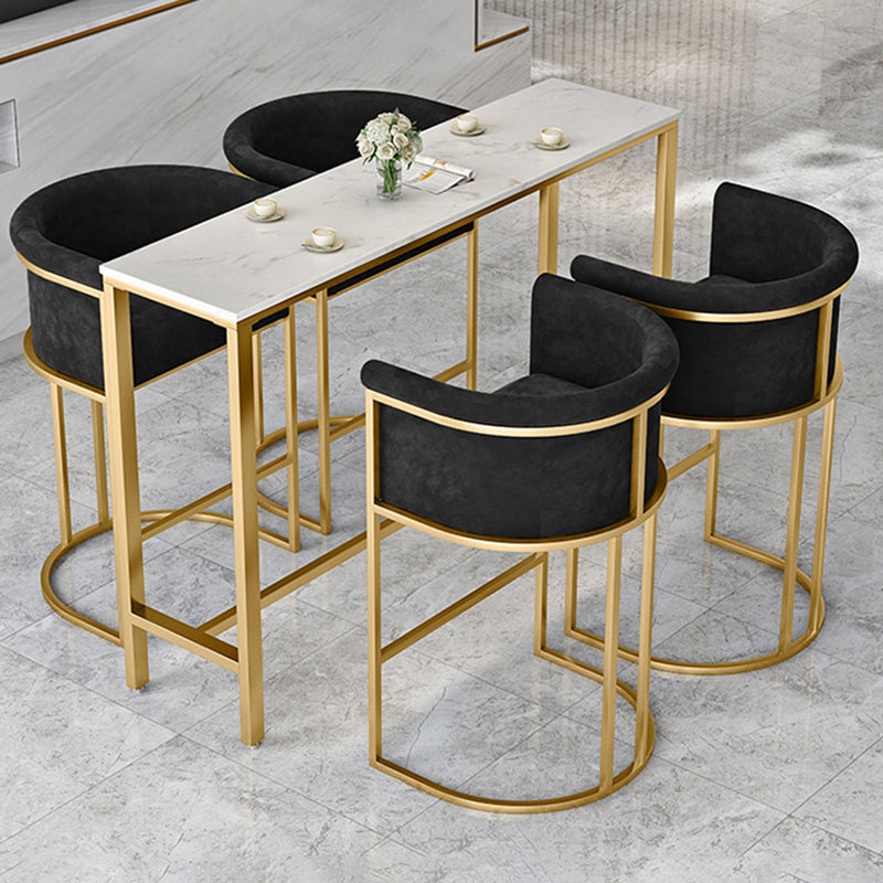 Modern Faux Marble Top Pub Table Set 1/3/5 Pieces White Bar Set with Upholstered Stools