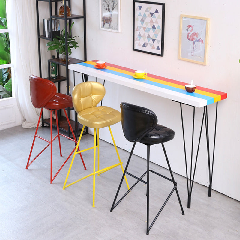 1/4 Pieces Wood Top Bar Table with Upholstered Stools Industrial Rectangle Pub Set