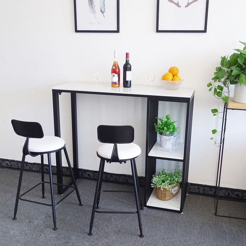 Glam Style Fixed Bar Table 1/2/3 Pieces Faux Marble Rectangle Counter Table