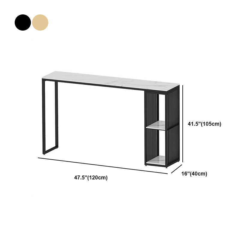 Glam Style Fixed Bar Table 1/2/3 Pieces Faux Marble Rectangle Counter Table