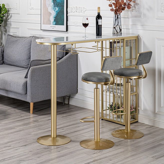 Glam Style Bar Table 1/3 Pieces Faux Marble Counter Table with Upholstered Stools