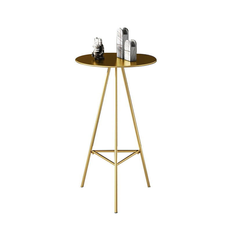 Industrial Round Bar Table Set 1/2/3/4 Pieces Gold Iron Bistro Set with Footrest