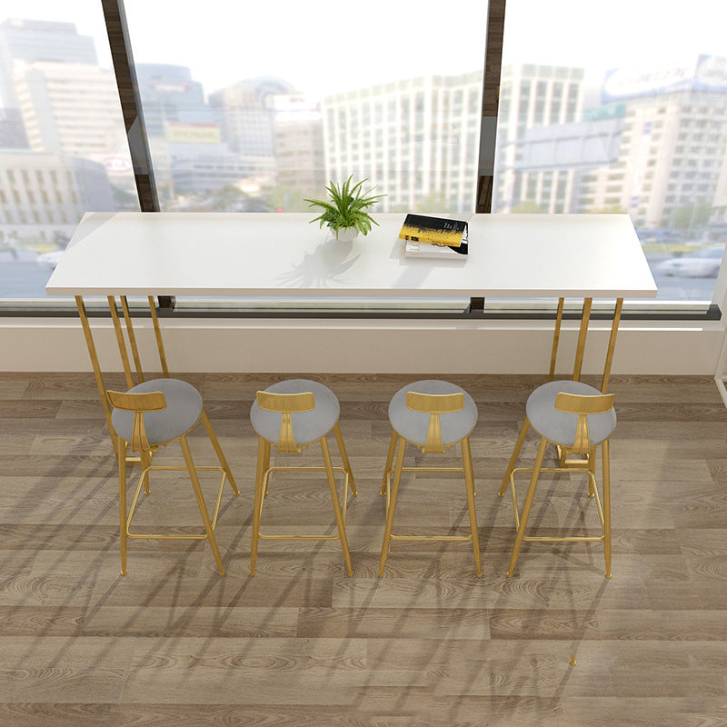 1/2/5 Pieces Luxurious Rectangle Pub Table Set Wooden Counter Table with High Stools