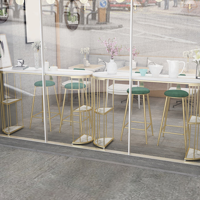 Glam Style Oval Bar Table 1/3 Pieces Stone Counter Table for Indoor