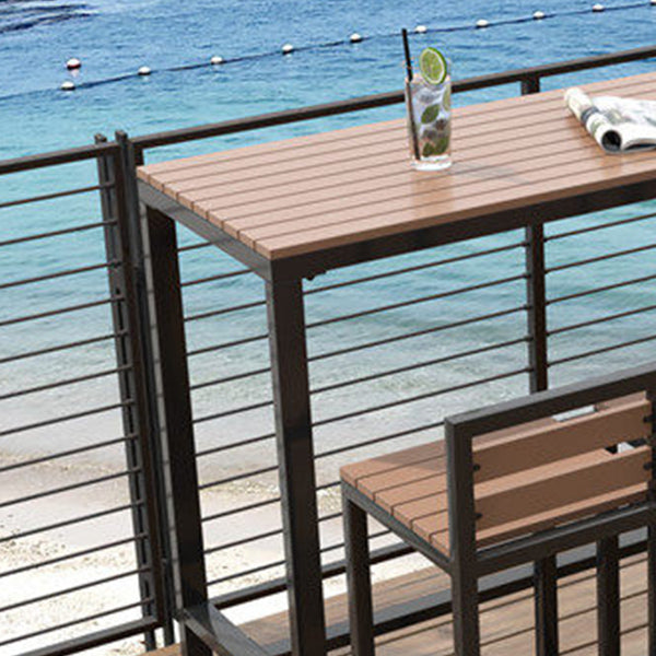 Industrial Faux Wood Pub Table Set 1/5 Pieces Bar Set with Metal Frame