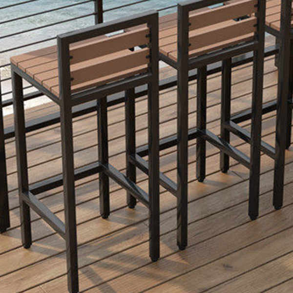 Industrial Faux Wood Pub Table Set 1/5 Pieces Bar Set with Metal Frame