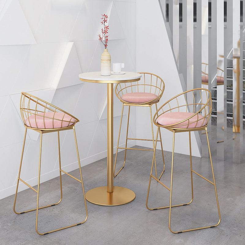 Modern 1/2/3/4 Pieces Metal Bar Table Set Round Bar Table with High Stools for Kitchen
