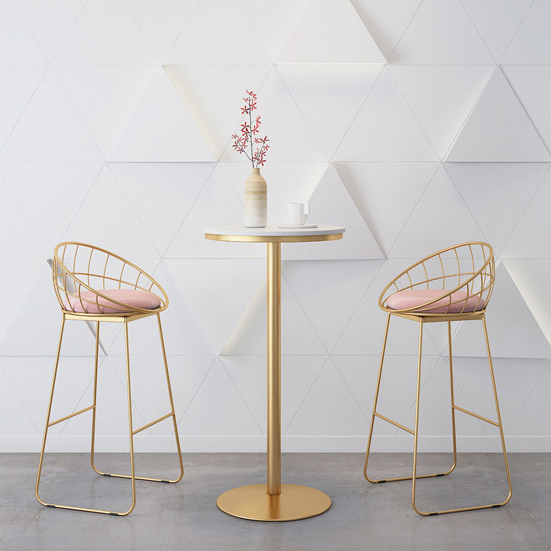 Modern 1/2/3/4 Pieces Metal Bar Table Set Round Bar Table with High Stools for Kitchen