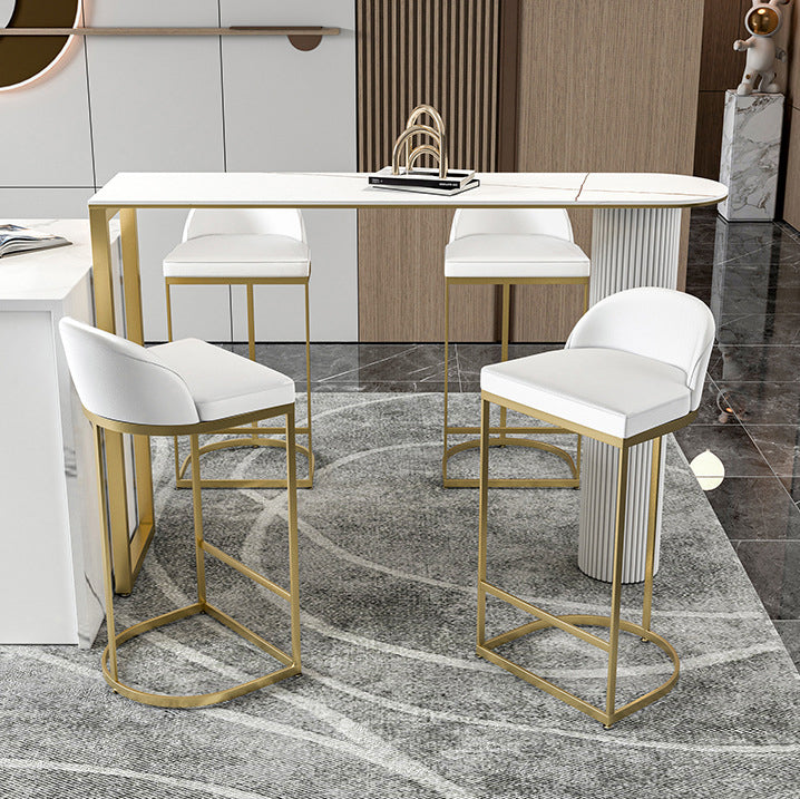 Fixed Table Counter Set Glam Style 1/5 Pieces Sintered Stone Bar Table Set for Home Use