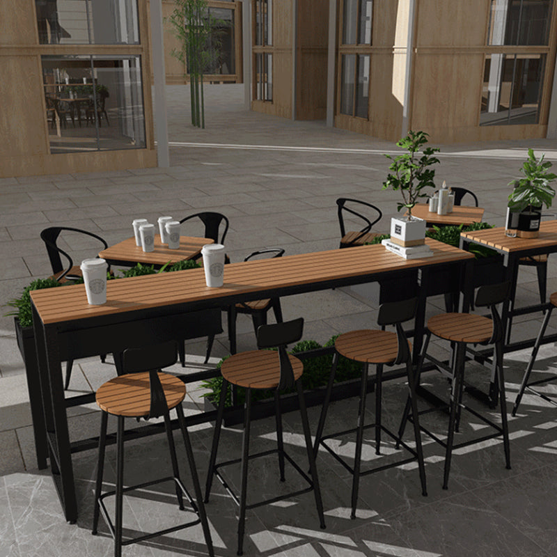 1/2/5 Pieces Modern Reclaimed Wood Bar Table Set Fixed Table Counter Table