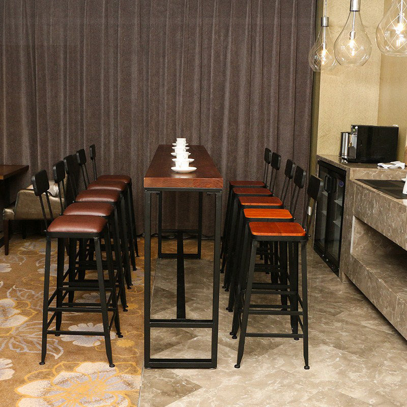 1/6/11 Pieces Pine Wood Top Bar Set with Metal Frame Industrial Rectangle Pub Set