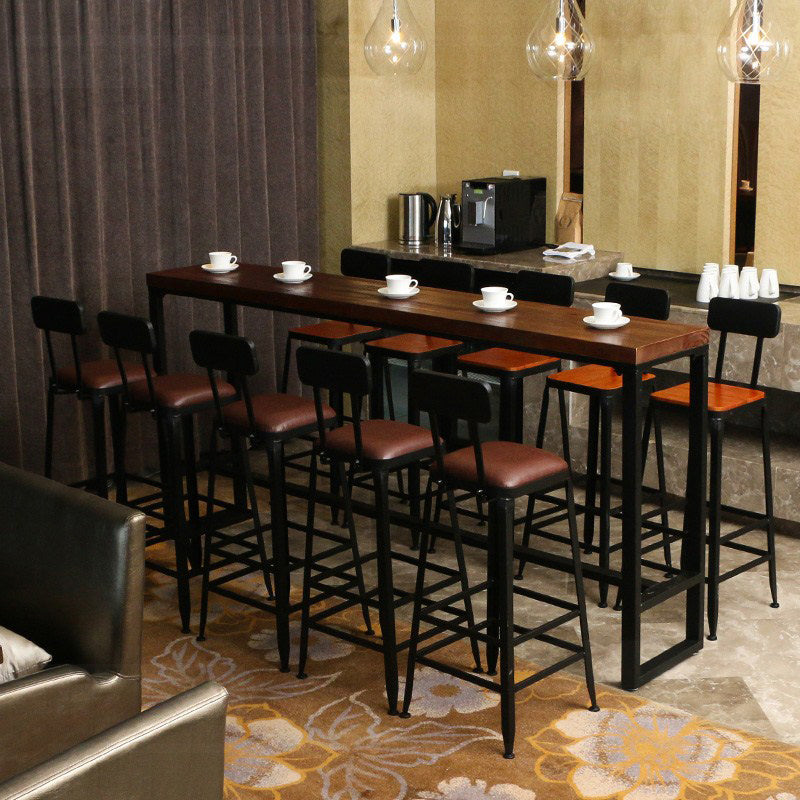 1/6/11 Pieces Pine Wood Top Bar Set with Metal Frame Industrial Rectangle Pub Set