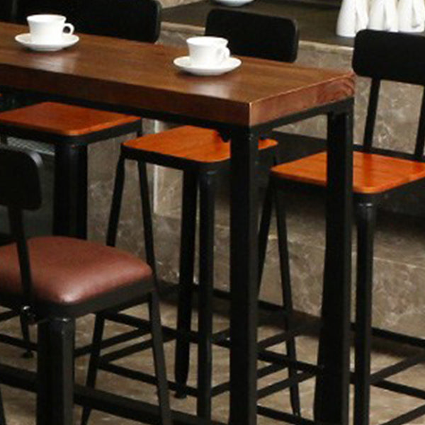 1/6/11 Pieces Pine Wood Top Bar Set with Metal Frame Industrial Rectangle Pub Set