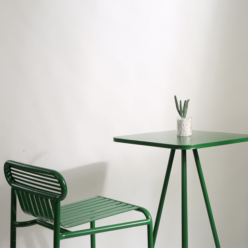 Industrial Square Bar Table Set 1/2 Pieces Pub Table Set with Metal Base
