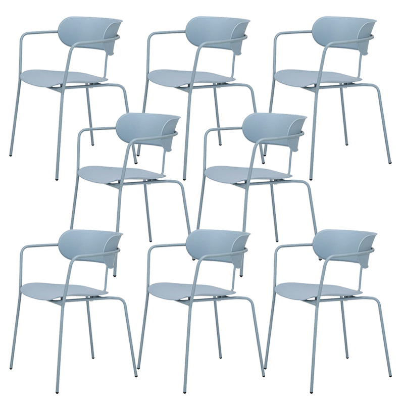Contemporary Style Arm Chair Plastic Open Back Side Dining Chair with Metal Base