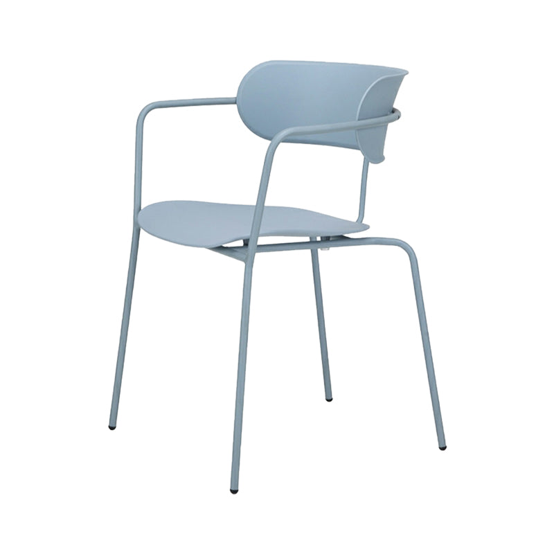 Contemporary Style Arm Chair Plastic Open Back Side Dining Chair with Metal Base