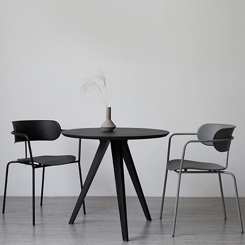 Contemporary Style Arm Chair Plastic Open Back Side Dining Chair with Metal Base