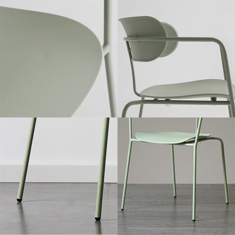 Contemporary Style Arm Chair Plastic Open Back Side Dining Chair with Metal Base