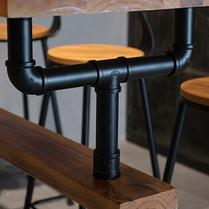 Modern Pub Height Dining Table Iron Solid Wood Pub Table for Living Room