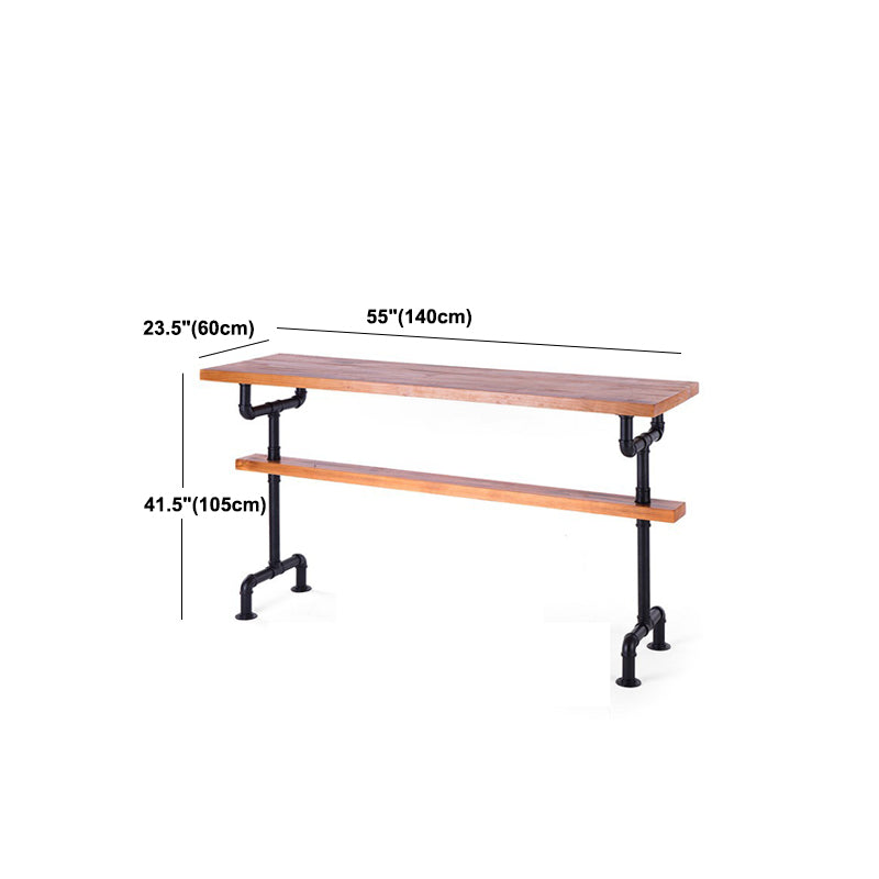 Modern Pub Height Dining Table Iron Solid Wood Pub Table for Living Room