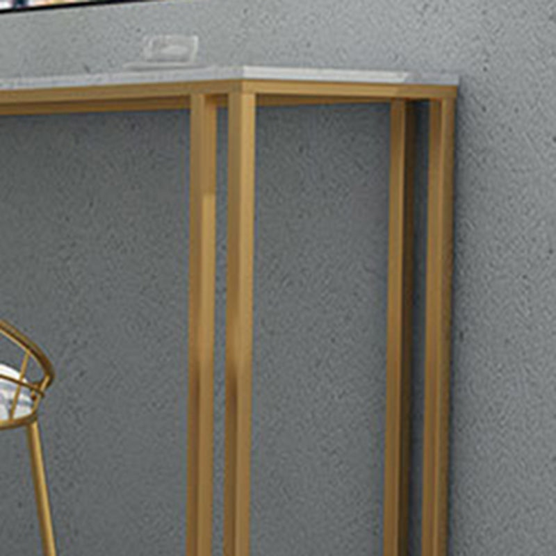 Rectangle Grey Solid Wood Bar Table Trestle Base Dining Table for Kitchen Living Room