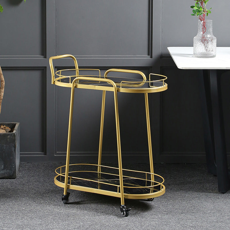 Contemporary Style Oval Prep Table Rolling Metal Prep Table for Home