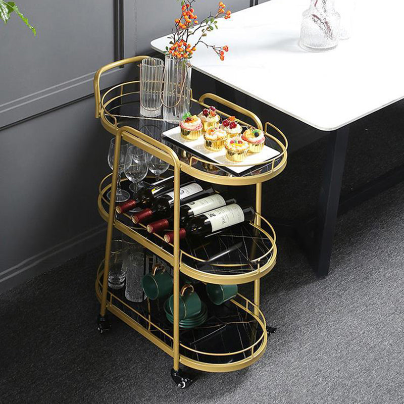 Contemporary Style Oval Prep Table Rolling Metal Prep Table for Home