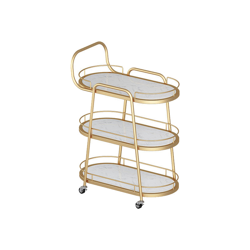 Contemporary Oval Metal Prep Table 32.28"H Rolling Prep Table