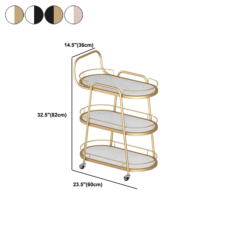 Contemporary Oval Metal Prep Table 32.28"H Rolling Prep Table