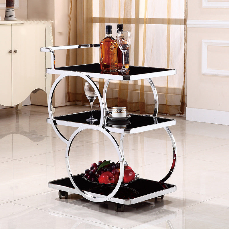 31.50" High Contemporary Prep Table Rolling Metal Prep Table for Home