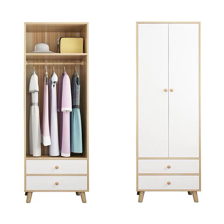 Modern White Wardrobe for Home Engineered Wood Cabinet with Hinged Doors