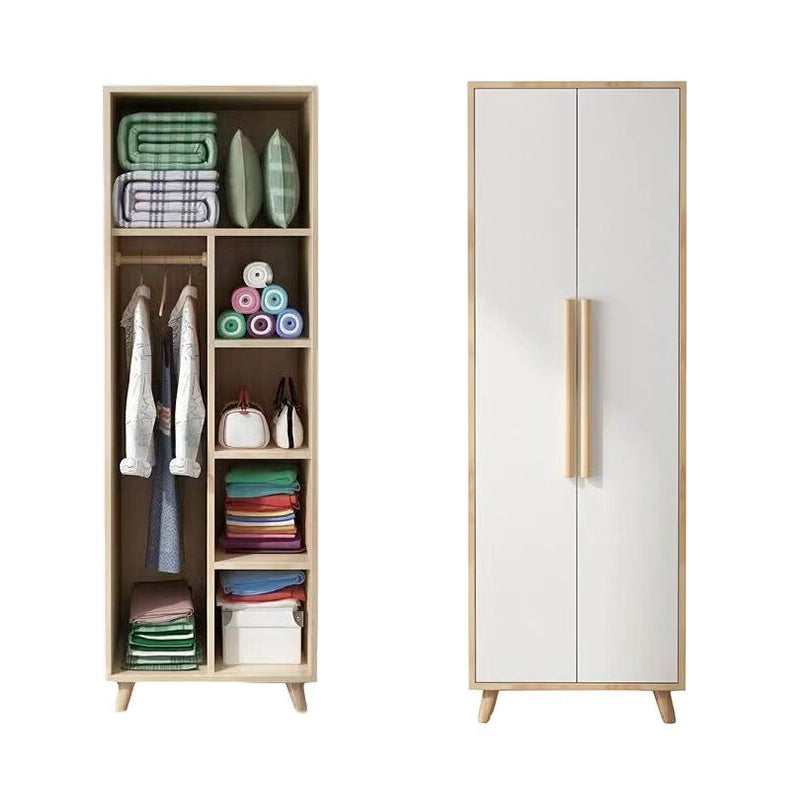Modern White Wardrobe for Home Engineered Wood Cabinet with Hinged Doors
