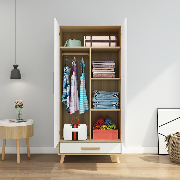 Modern White Wardrobe for Home Engineered Wood Cabinet with Hinged Doors