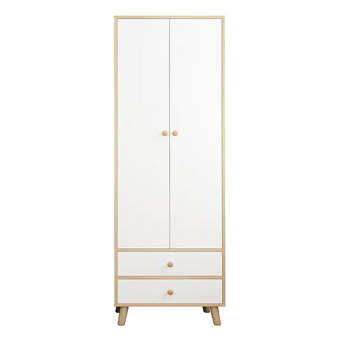 Modern White Wardrobe for Home Engineered Wood Cabinet with Hinged Doors